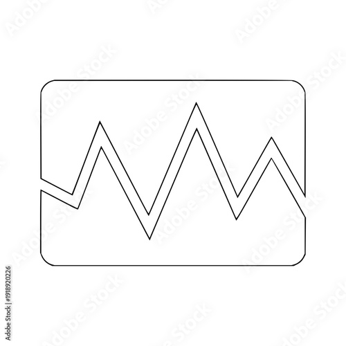 Abstract representation of a fluctuating line graph within a rectangular frame, illustrating growth and decline