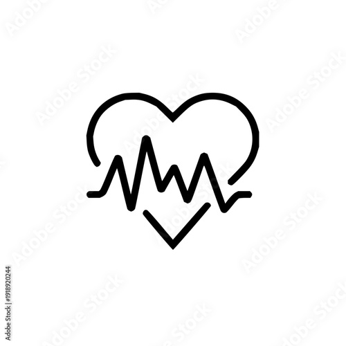 Icon of a heart with a cardiogram line representing heartbeat and pulse, symbolizing health and life
