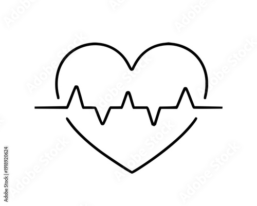 Heartbeat electrocardiogram icon symbolizing health, medicine, and cardiology