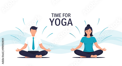 Business professionals practicing mindfulness meditation during their office break to reduce stress and improve overall mental health.