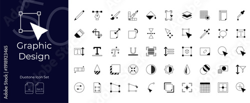 Graphic Design Duotone Editable Icons set