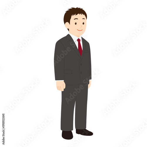 スーツ姿の若い男性　全身