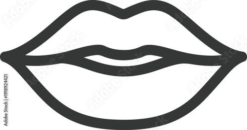 Minimalist outline icon of human lips