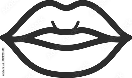 Simple black line art icon of human lips
