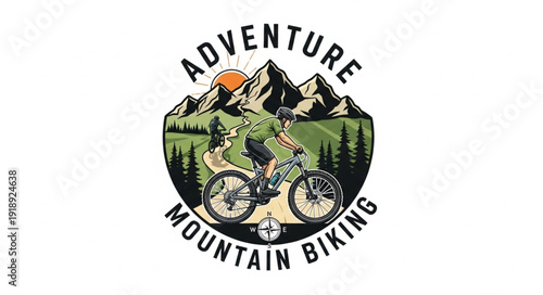 Mountain Biking Adventure Logo Design.
