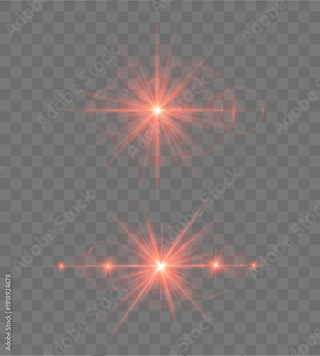 Blazing crimson glint. Radiant red burst with shimmering particles creates intense heat effect. Dynamic flare and glowing sparks energize dark backdrop.