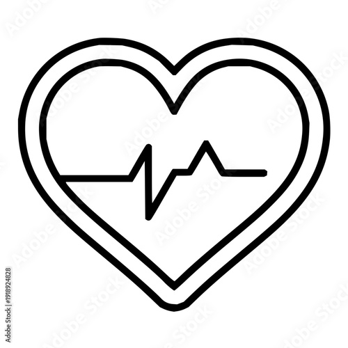 A simple and clean line art illustration of a heart with a pulse line inside representing cardiology and health awareness