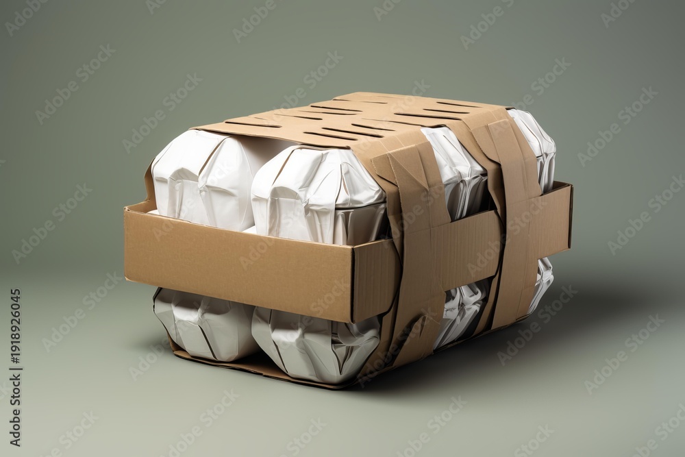 custom made wallpaper toronto digitalCardboard and paper packaging holding multiple takeaway food containers on a plain background