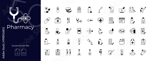 Pharmacy Duotone Editable Icons set