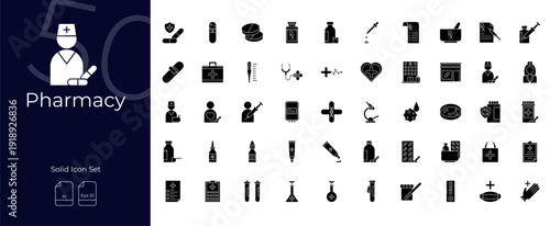 Pharmacy Solid Editable Icons set