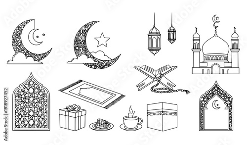 Islamic Decorative Isolated Object Set Ramadan Eid Vector Collection
