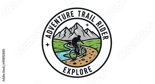 Mountain Biking Logo Design Element.