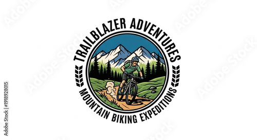 Mountain Biking Logo Design Emblem.