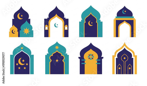Mosque Gate Islamic Shape Silhouette Vector Illustration for Ramadan Kareem