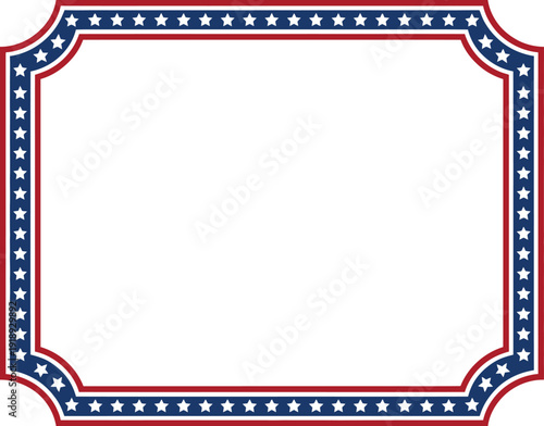 Patriotic american flag border frame with stars and stripes design for holiday or celebration