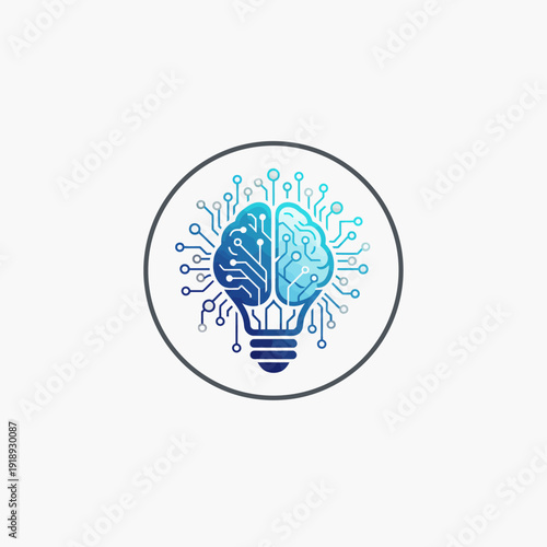 Innovative idea generation with a lightbulb and brain illustration symbolizing creativity and imagination in a circular graphic