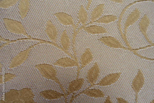 Cuadro en lienzo Close view of beige and white single damask jacquard fabric