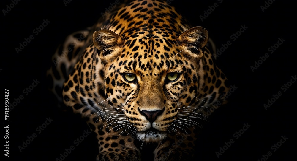 Obraz premium Majestic leopard portrait a stunning close up of a wild animal