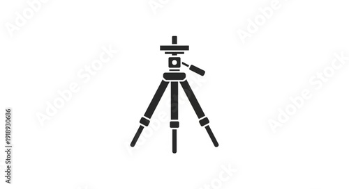 Black silhouette of a camera tripod on a white background.