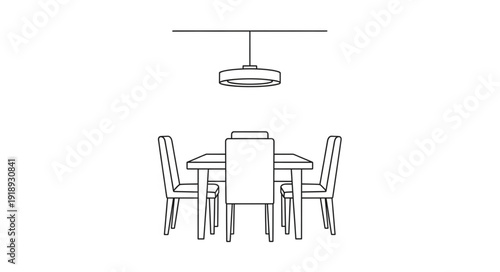 Modern Dining Room Table and Chairs with Pendant Light.