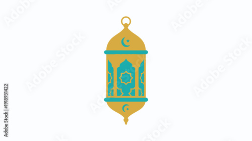 Ramadan lantern illustration with moon and stars, symbol of Islamic culture and festive occasions