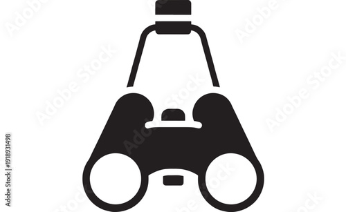 Binoculars icon black silhouette with lens and strap graphic symbol featuring illustration, vector, optics with vision and observation elements for wildlife, nature projects, clean composition on