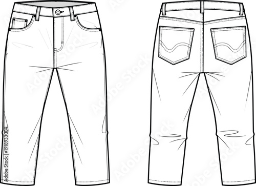 White jeans front and back view pants clothing fashion