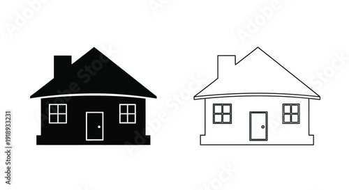 Two simple house icons one black one white outline