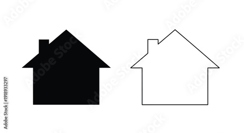 Simple house icons a black silhouette and a white outline