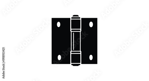 Simple black and white illustration of a door hinge with visible fasteners