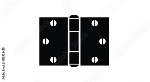 Black and white illustration of a door hinge with visible screw holes