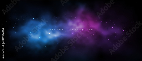 Sky galaxy cloud nebula stars dark night universe milky way cosmos vector