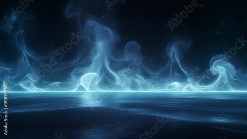 Blue energy smoke horizon abstract light mist background seamless loop
