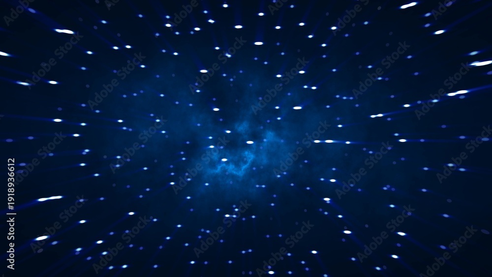 Obraz premium Abstract cosmic background of energetic bright glowing magical stars on a dark sky background