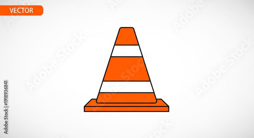 Orange Traffic Cone Safety Sign.