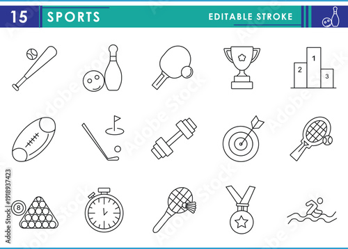 Sports Line Icons Set