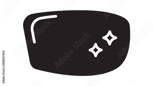 Soap bar icon with sparkle shine symbols, minimal black silhouette, clean hygiene concept for bathroom, laundry, skincare packaging, UI app button and signage