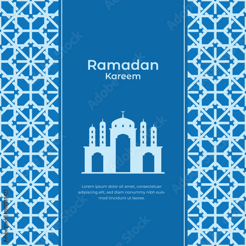 Blue Islamic Geometric Pattern Ramadan Kareem Background