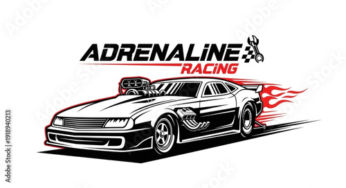 Racing Car Adrenaline Racing Logo Design.