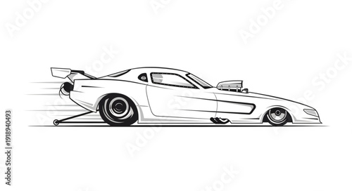 Racing Car Illustration Side View.