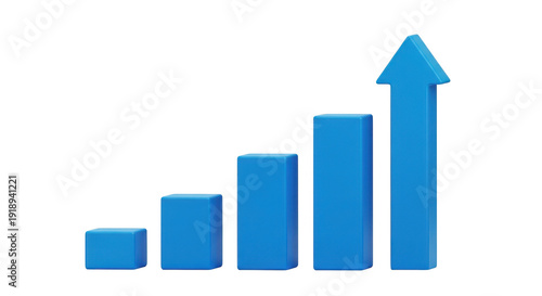 Blue 3D bar chart with an upward arrow showing financial growth on transparent background. Free Download Blue 3D bar chart with an upward arrow showing financial growth on transparent background. - GFXLoad