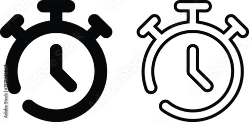 Stopwatch Icon Black Silhouette Vector
