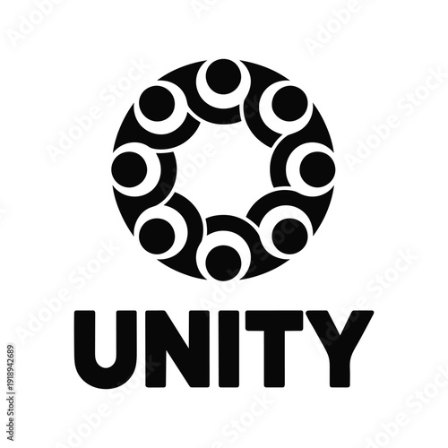 Unity Teamwork Circle Logo Icon, Community People Connection Symbol Vector