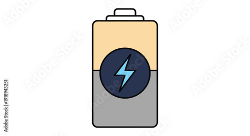 Simple illustration of a rechargeable battery icon indicating power level and electrical energy flow