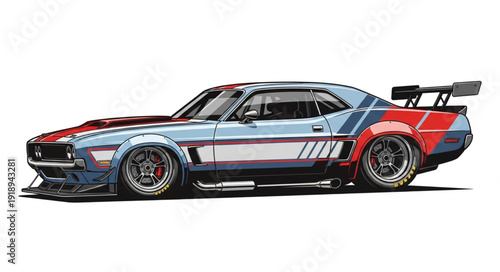 Racing Car Side View Illustration.