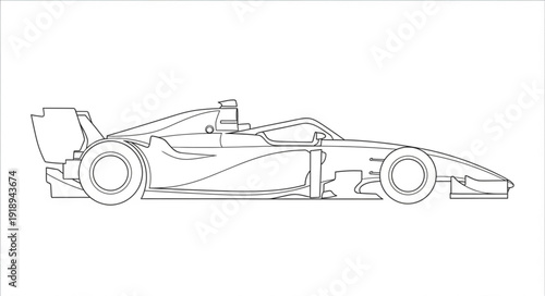 Racing Car Line Drawing Vehicle.