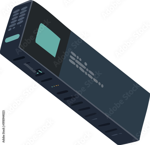 Portable power bank mockup vector for mobile device charging.