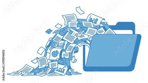 Overloaded Folder Icon - Data Chaos Vector