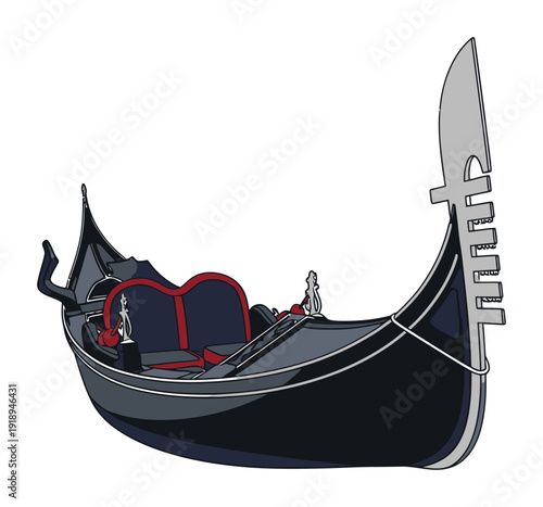 Venetian Gondola Illustration - Flat Vector