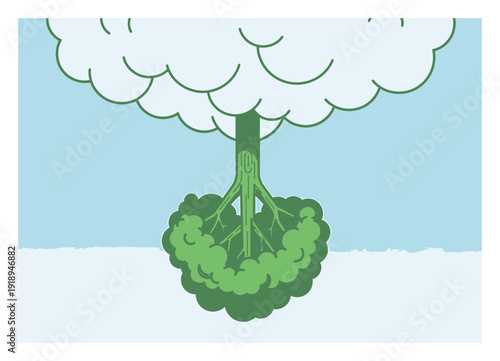 Upside Down Tree - Surreal Vector Illustration